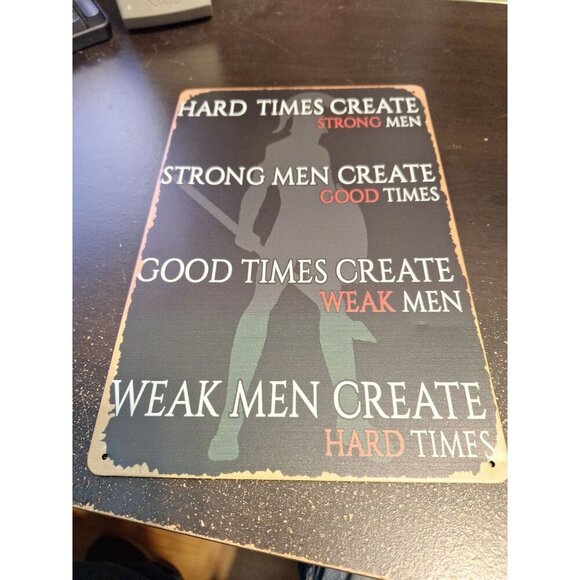 Other - Hard Times Create Strong Men Metal Tin Sign 8" x 12" Motivational Wall Decor